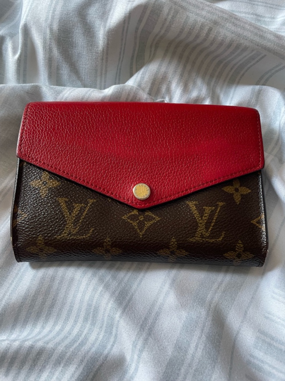 Louis Vuitton Red & Brown Monogram Envelope Wallet